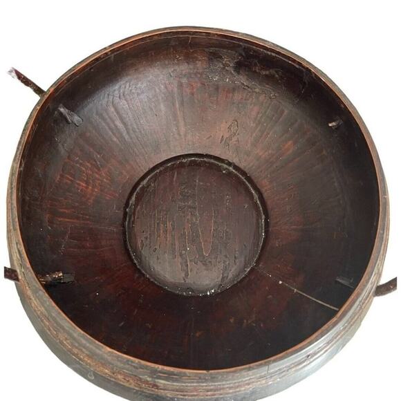 Antique Chinese Chrysanthemum Wooden Handled Bowl - Picture 4 of 11